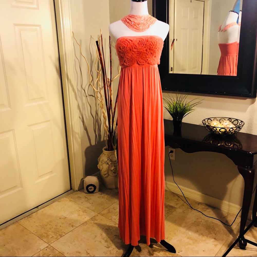 Arden B Coral floor length sundress - Picture 1 of 5